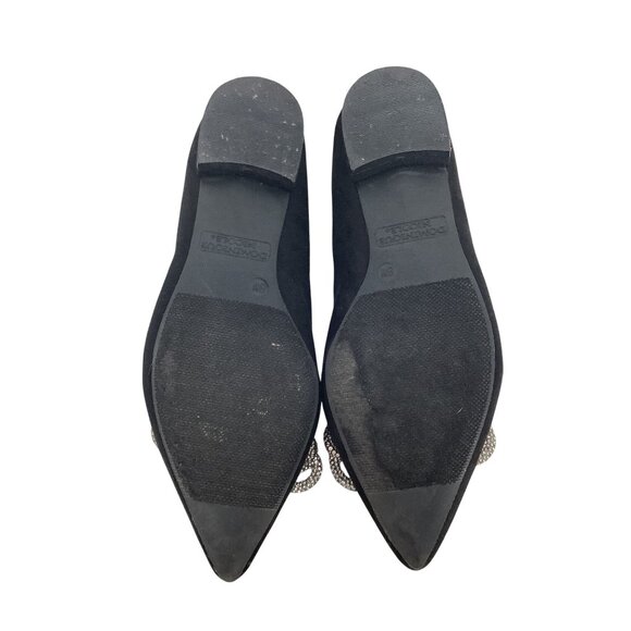 Dominique Nicole Womens Black Flats With Rhinestone Bow Embellishment Size 8M - Picture 4 of 6